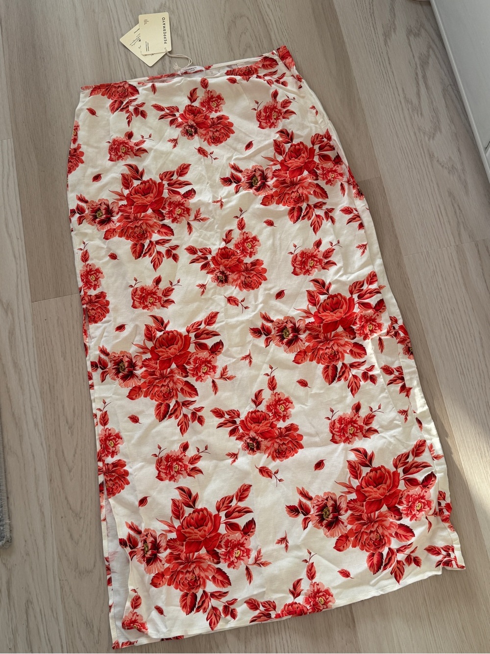 Peppermayo Linen Blend Maxi Skirt Valencia Villa Rosa Floria Slit new with tag